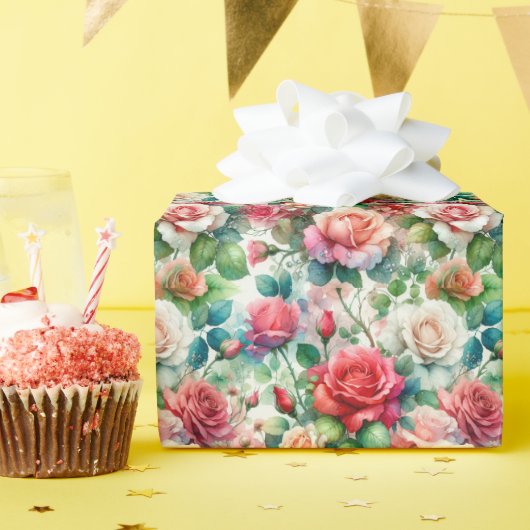 Grillige Roos Patroon Cadeaupapier (Verjaardagsfeest)