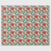 Grillige Roos Patroon Cadeaupapier (Vlak)