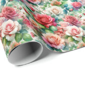 Grillige Roos Patroon Cadeaupapier (Rol Hoek)