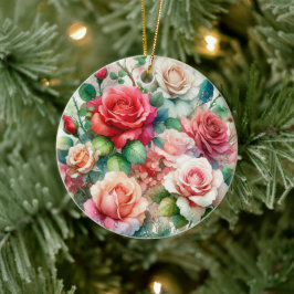Grillige Roos Patroon Keramisch Ornament