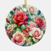 Grillige Roos Patroon Keramisch Ornament (Voorkant)