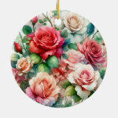 Grillige Roos Patroon Keramisch Ornament (Achterkant)