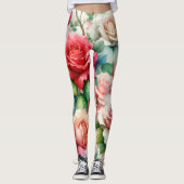 Grillige Roos Patroon Leggings (Voorkant)