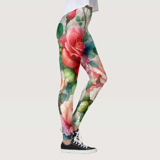 Grillige Roos Patroon Leggings (Rechts)