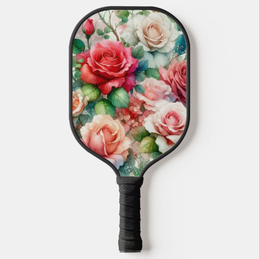 Grillige Roos Patroon Pickleball Paddle (Voorkant)