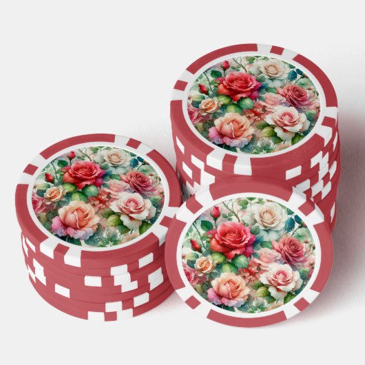 Grillige Roos Patroon Poker Chips (Opstapeling)