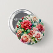 Grillige Roos Patroon Ronde Button 5,7 Cm (Voorkant /achterkant)