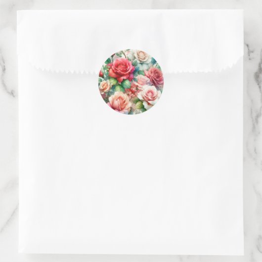 Grillige Roos Patroon Ronde Sticker (Tas)