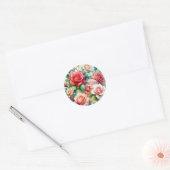 Grillige Roos Patroon Ronde Sticker (Envelop)