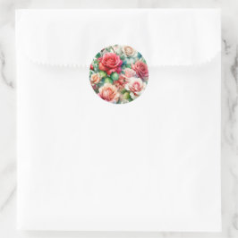 Grillige Roos Patroon Ronde Sticker