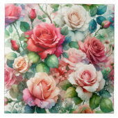 Grillige Roos Patroon Tegeltje (Voorkant)