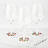 Grillige Roos Patroon Wijnglaslabel (Set)