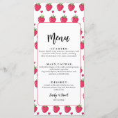 Grillige Roze Aardbei Bruiloft Menu (Voorkant)