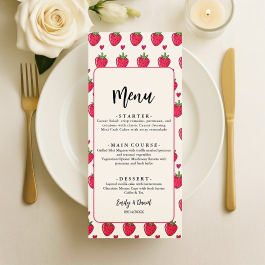 Grillige Roze Aardbei Bruiloft Menu