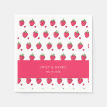 Grillige Roze Aardbei Bruiloftservetten