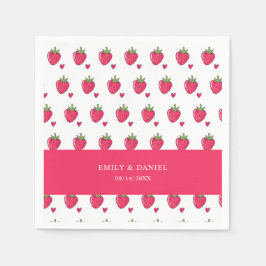 Grillige Roze Aardbei Bruiloftservetten Servet