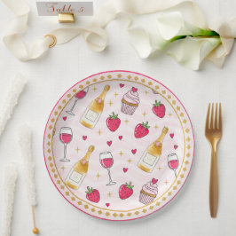 Grillige Roze Aardbei Papieren Bordje