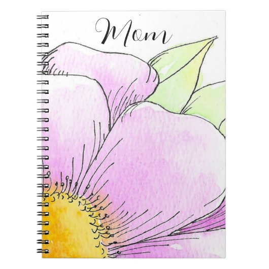 Grillige Roze Aquarel Bloem Notitieboek (Voorkant)