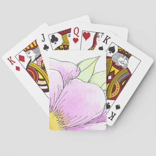 Grillige Roze Aquarel Bloem Pokerkaarten (Achterkant)