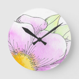 Grillige Roze Aquarel Bloem Ronde Klok