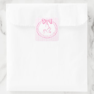 Grillige Roze Aquarel Strik Babyshower Vierkante Sticker