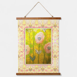 Grillige Roze Bloemen -  Hangend Wandkleed