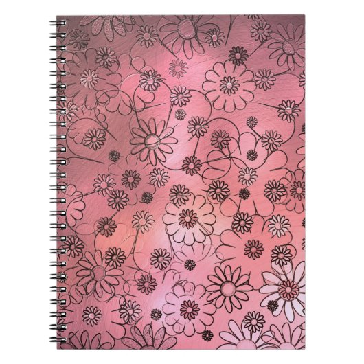 Grillige Roze Bloemen Notitieboek (Voorkant)