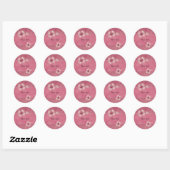 Grillige roze bloemen ronde sticker (Vel)