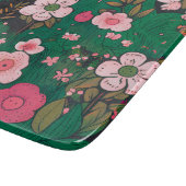 Grillige Roze Bloemendecoratie Glas Snijplank (Hoek)