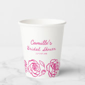Grillige Roze Bloemige Bruidsdouche Papieren Bekers (Voorkant)