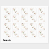 Grillige Roze Blush Gouden Bloemen Monogram Bruilo Vierkante Sticker (Vel)
