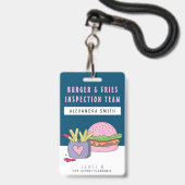 Grillige Roze Burger en Frites Verjaardagsfeestje Badge (Voorzijde met lanyard)
