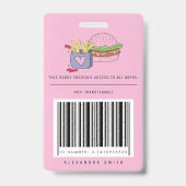 Grillige Roze Burger en Frites Verjaardagsfeestje Badge (Achterkant)