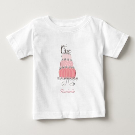 Grillige Roze Cake Eén Meisje 1e Verjaardagsfeestj (Voorkant)