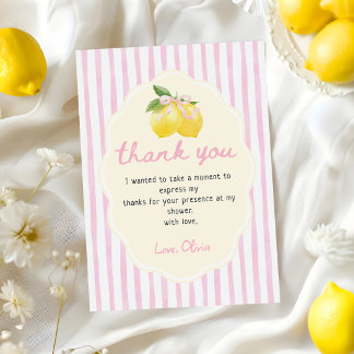 Grillige Roze Citroen Baby Shower Bedankkaart