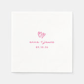 grillige roze doedel harten bruiloft servet (Voorkant)