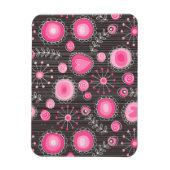 Grillige roze en blauwe harten en bloemen bloemmot magneet (Verticaal)