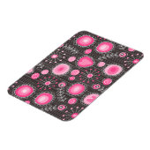 Grillige roze en blauwe harten en bloemen bloemmot magneet (Linkerzijde)