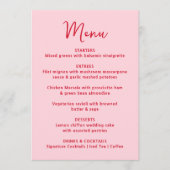 Grillige Roze en Rode Hart Huwelijk Menu (Voorkant)