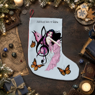 Grillige Roze Fee Blauwe Fantasie Muzieknoot Kleine Kerstsok