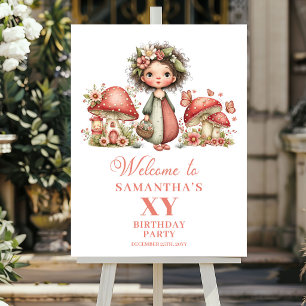 Grillige Roze Fee Blush Verjaardags Welkom Bord Poster
