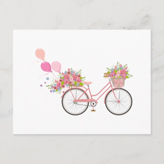 Grillige Roze Fiets Briefkaart (Voorkant)