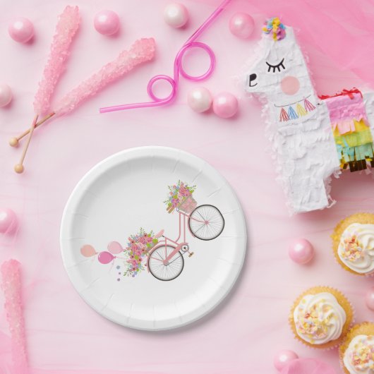 Grillige Roze Fiets Papieren Bordje (Feest)