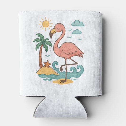 grillige roze flamingo blikjeskoeler (Achterkant)