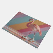 Grillige Roze Flamingo op Rolschaatsen Deurmat (Schuin)