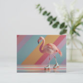 Grillige Roze Flamingo op Schaatsen Briefkaart (Staand voorkant)