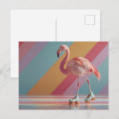 Grillige Roze Flamingo op Schaatsen Briefkaart (Voorkant / Achterkant)