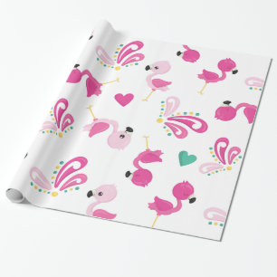 Grillige Roze Flamingo Patroon Cadeaupapier