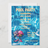 grillige roze flamingo Verjaardag Uitnodiging (Voorkant)