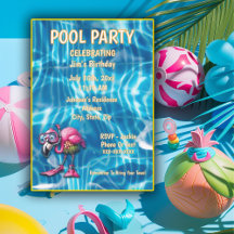 Grillige roze flamingo verjaardagsuitnodiging